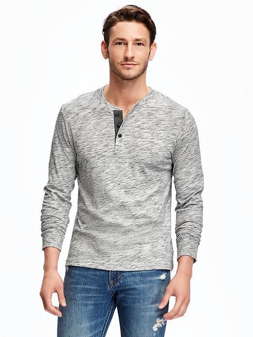 Old Navy Henley Tee For Men - Light Grey Heather