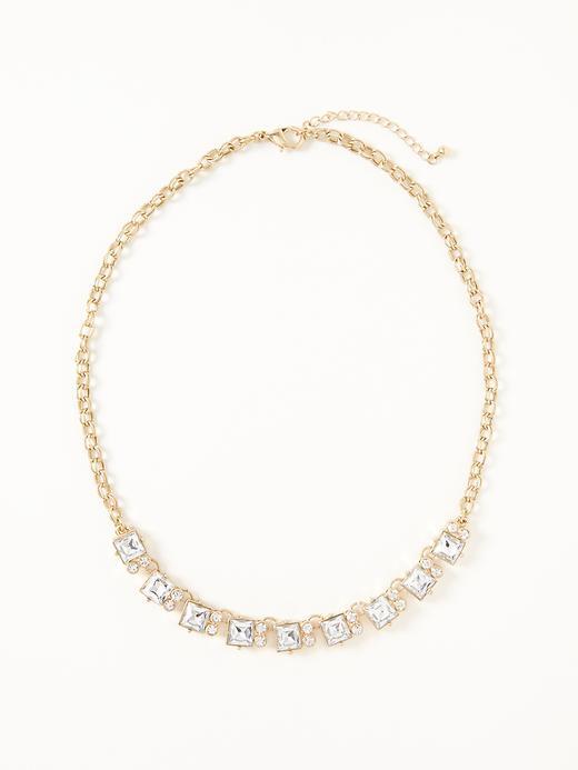 Old Navy Crystal Square Necklace For Women - Gold