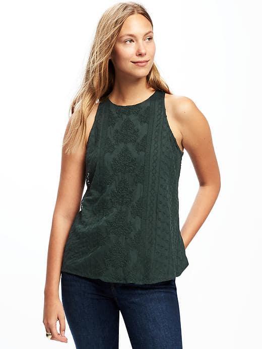 Old Navy Embroidered Mesh Tank For Women - Glorious Pine