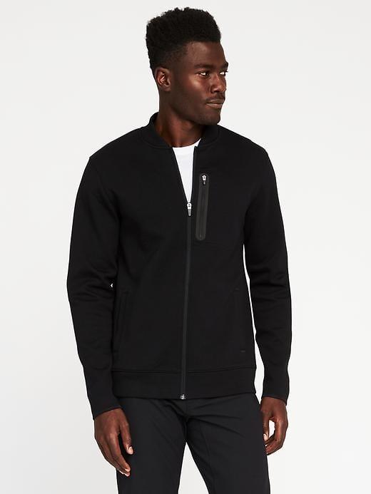 Old Navy Mens Go-dry Fleece Zip Bomber Jacket For Men Black Size S