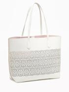 Old Navy Perforated Faux Leather Tote For Women - Bone