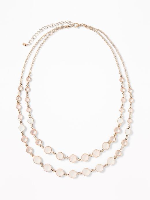 Old Navy Womens Double-chain Crystal Necklace For Women Pink Multi Size One Size