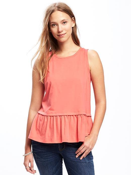 Old Navy Relaxed Peplum Hem Tank For Women - Coral Tropics