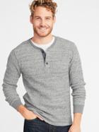 Old Navy Mens Chunky-textured Thermal-knit Henley For Men Dark Heathered Gray Size Xs