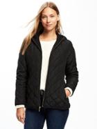 Old Navy Quilted Hooded Jacket For Women - Black