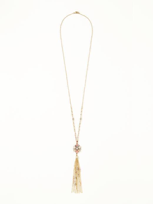 Old Navy Beaded Brooch Pendant Necklace For Women - Pinky Promise