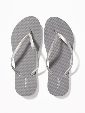Old Navy Womens Classic Flip-flops For Women Silver Size 5