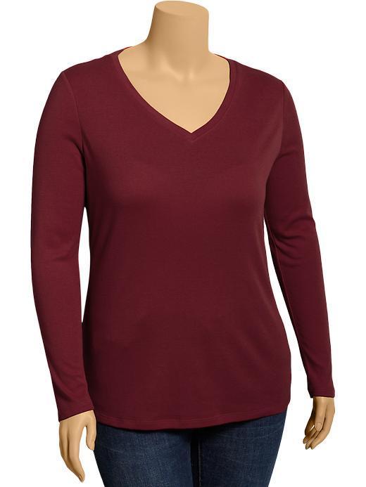 Womens Plus Perfect V Neck Tees Size 1x Plus - Gosh Garnet