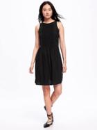 Old Navy Embroidered Swing Dress For Women - Black