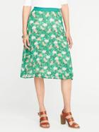 Old Navy Pleated Midi Skirt For Women - Green Floral