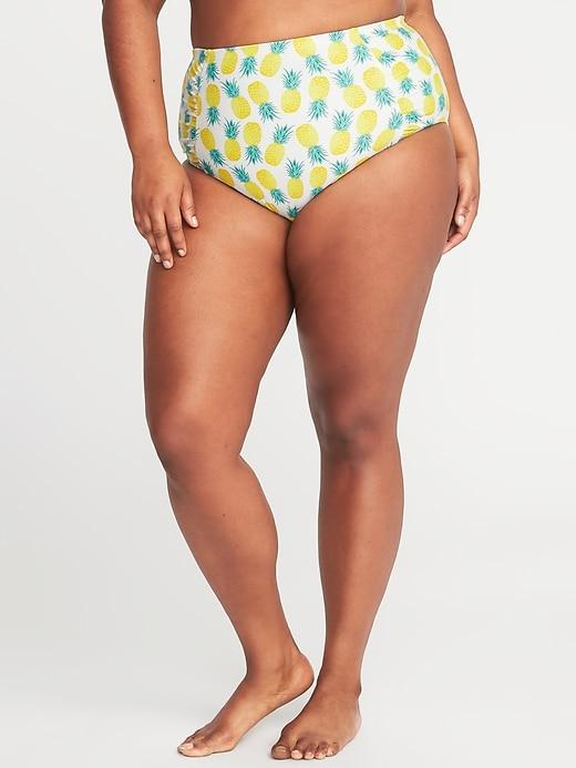Old Navy Womens High-rise Secret-slim Plus-size Swim Bottoms Pineapples Size 4x