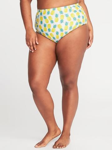 Old Navy Womens High-rise Secret-slim Plus-size Swim Bottoms Pineapples Size 4x