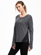 Old Navy Go Dry Color Block Long Sleeve Fleece Top For Women - Grey/black