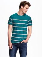 Old Navy Soft Washed Striped Crew Neck Tee For Men - Teal Stripe