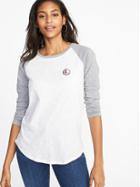 Old Navy Womens Relaxed Graphic Raglan-sleeve Tee For Women Peace Sign Size M
