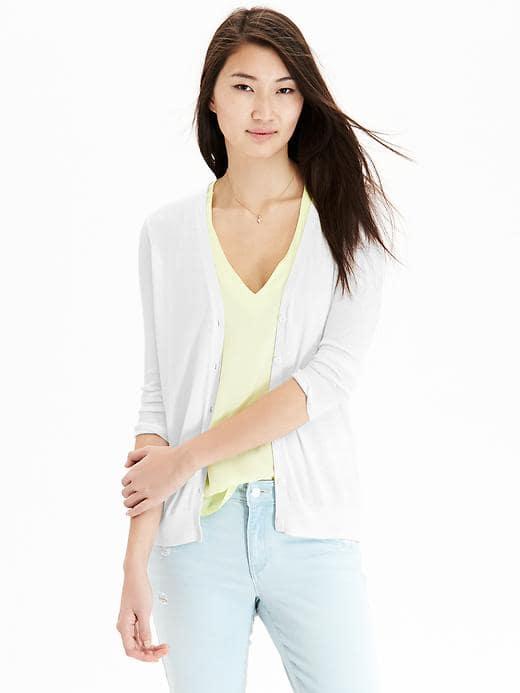 Old Navy Womens 3/4 Sleeved V Neck Cardigans - White