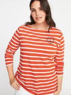 Old Navy Womens Relaxed Plus-size Mariner-stripe Graphic Tee All Together Now Peace Sign Size 3x