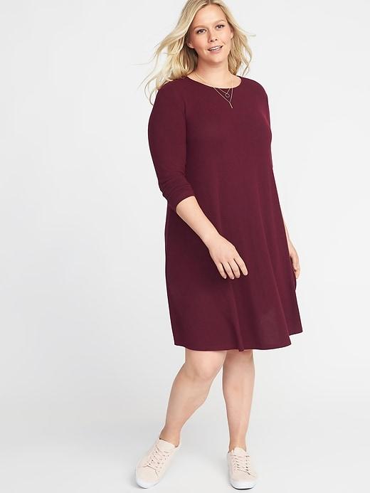 Old Navy Womens Plush-knit Plus-size Swing Dress Maroon Jive Size 3x
