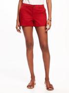 Old Navy Womens Mid-rise Everyday Khaki Shorts For Women - 3.5 Inch Inseam Saucy Red - 3.5 Inch Inseam Saucy Red Size 2