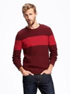 Old Navy Striped Textured Sweater For Men - Maroon Red