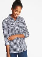 Old Navy Womens Relaxed Classic Shirt For Women Blue Gingham Size Xs