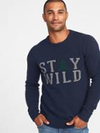 Old Navy Mens Graphic Crew-neck Sweater For Men Stay Wild Size M