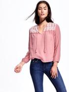 Old Navy Embroidered Swing Blouse - Teak Rose
