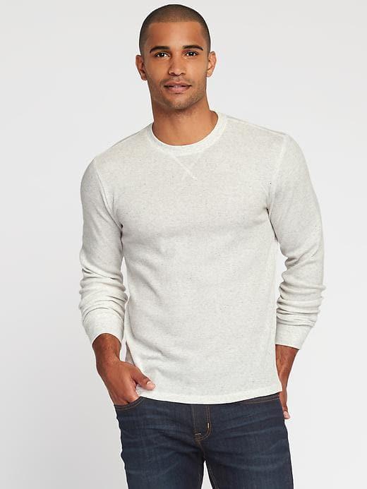 Old Navy Soft Washed Built In Flex Thermal Tee For Men - Antique White Heather