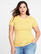 Old Navy Womens Slim-fit Plus-size Crew-neck Tee Lime Stripe Size 1x