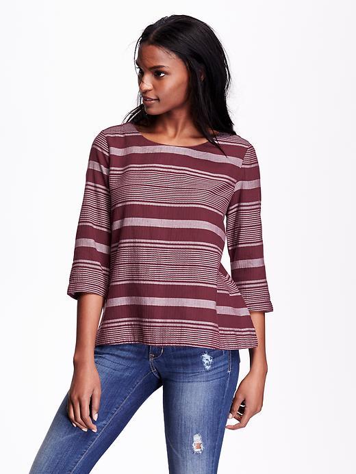 Old Navy Womens Herringbone Stripe Swing Top Size L Tall - Warm Stripe