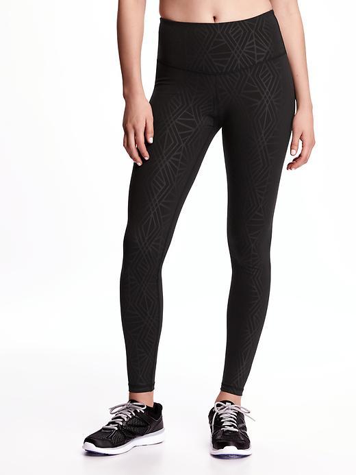 Old Navy Go Dry High Rise Printed Compression Leggings For Women - Black Pearl