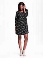 Old Navy Womens Patterned Swing Dress Size M Tall - Black Print