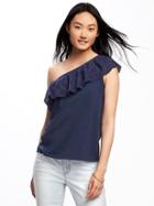 Old Navy Relaxed One Shoulder Top For Women - Lost At Sea Navy