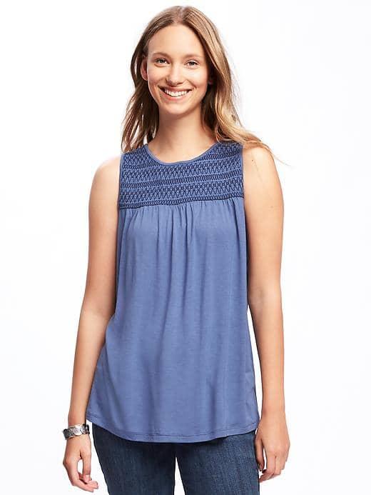 Old Navy Smocked Yoke Swing Top For Women - Cowboy Blue
