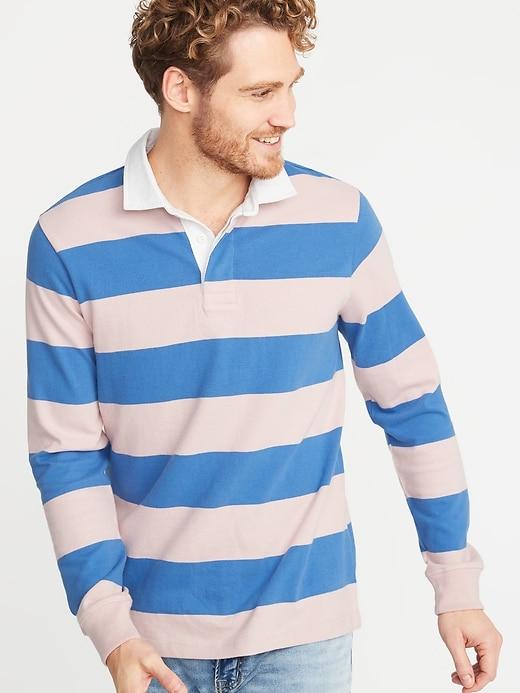 Bold-stripe Thick-knit Jersey Rugby For Men