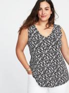 Old Navy Womens Plus-size V-neck Swing Tank Black Print Size 4x