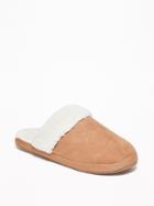 Old Navy Womens Faux-suede Sherpa-lined Slide Slippers For Women Caramel Size 10/11