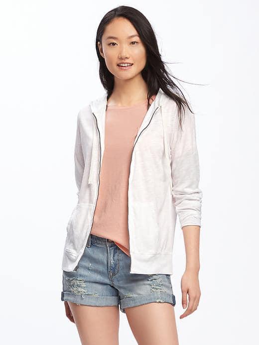 Old Navy Relaxed Lightweight Full Zip Hoodie For Women - Cream