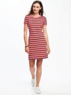 Old Navy Fitted Crew Neck Tee Dress For Women - Pink Stripe