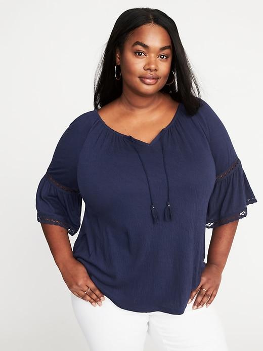 Old Navy Womens Plus-size Bell-sleeve Swing Top Lost At Sea Navy Size 2x