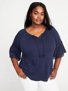 Old Navy Womens Plus-size Bell-sleeve Swing Top Lost At Sea Navy Size 2x