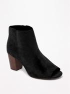 Old Navy Womens Sueded Peep-toe Booties For Women Blackjack Size 8