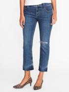 Old Navy Mid Rise Distressed Flare Ankle Jeans For Women - Medium Bright Wash
