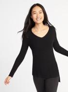 Old Navy Womens Shaker-stitch V-neck Sweater For Women Black Size M