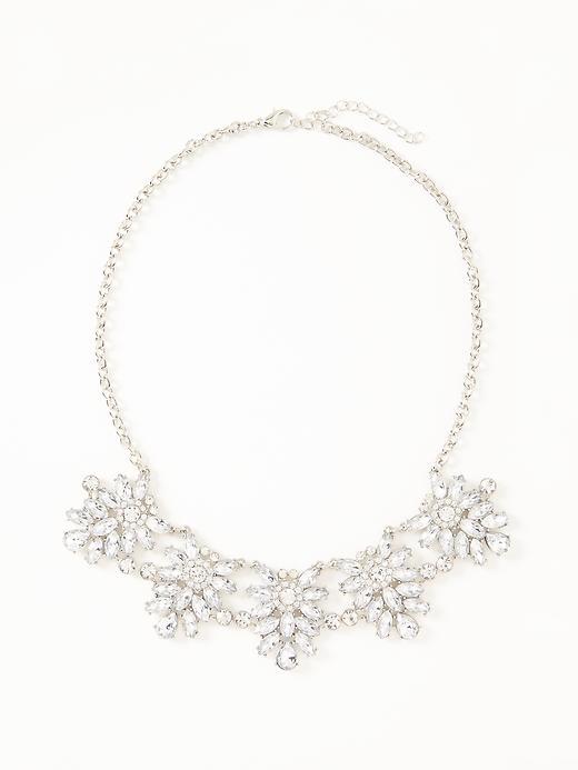 Old Navy Flower Cluster Statement Necklace For Women - Silver