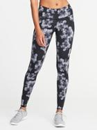 Old Navy Womens Mid-rise Floral-print Run Leggings For Women Black Floral Size M