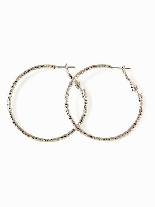 Old Navy Womens Textured-hoop Earrings For Women Silver Size One Size