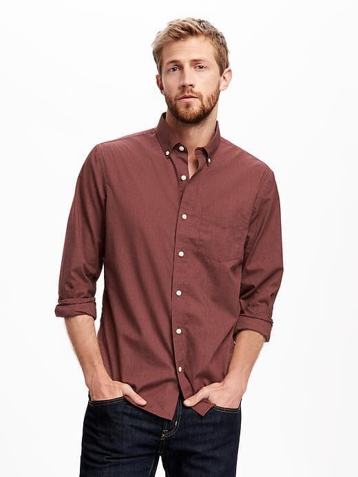 Old Navy Mens Slim-fit Poplin Shirt For Men Cabernet Cabaret Size Xxl