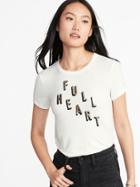 Old Navy Womens Luxe Slim-fit Graphic Tee For Women Full Heart Size L