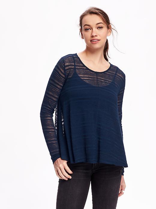 Old Navy Swing Shadowstripe Top For Women - Sleepless Indigo